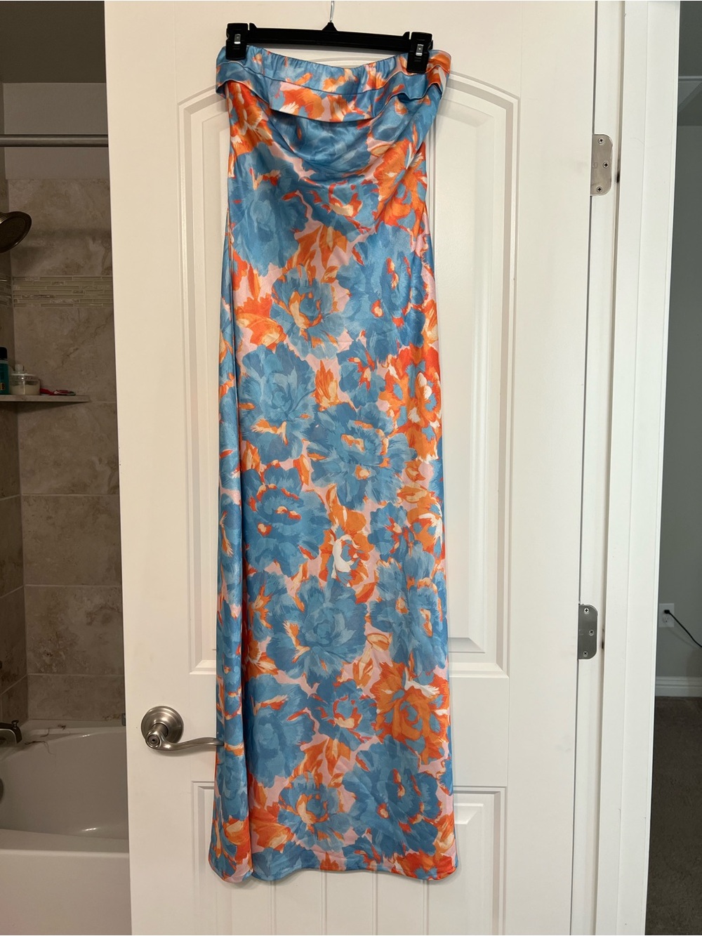 Hello Molly Blue & Orange Floral Strapless Maxi Dress - Picture 3 of 5